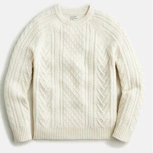 J. Crew Men's Rugged Merino Wool Cable-Knit Sweater Natural Warm Sesame, Size XS